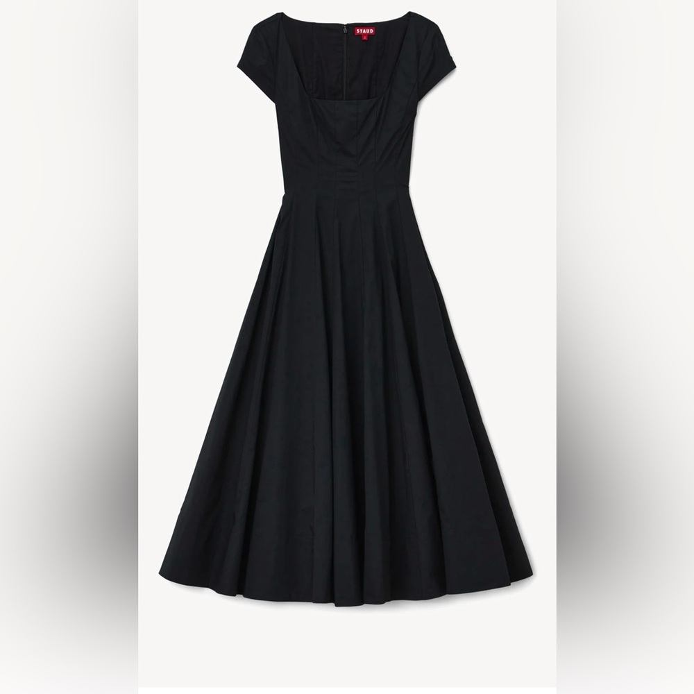 STAUD midi short sleeve wells dress BLACK